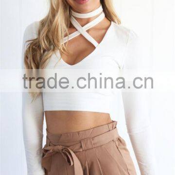 Wholesale 2017 Fashion Clothing Long Sleeve Design Women Top With v Neckline photo-5