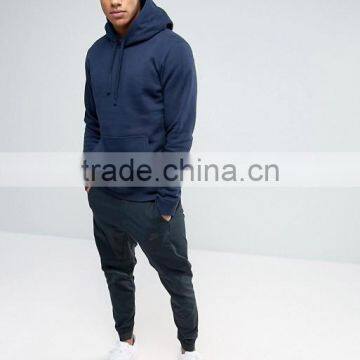 Custom Embroidered Logo Long Sleeve With Drawstring Hood Navy Men's 100% Cotton Casual Oversized Fit Hoodies photo-4