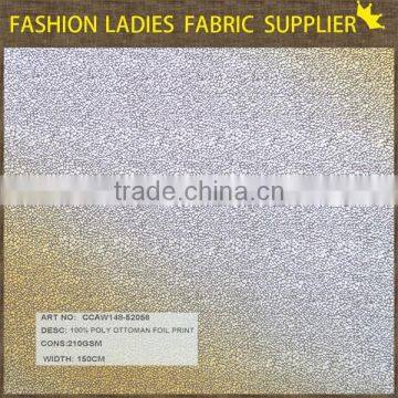 hot sale fashion ottoman 100% polyester foil print of Shaoxing textile width 150cm