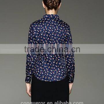 Idyllic Style Floral Printed Long Sleeve Cotton Shirt For Ladies photo-2