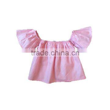 Off Shoulder Child Girl Tops Solid Pink Tank Top Boutique Children Clothes Wholesale