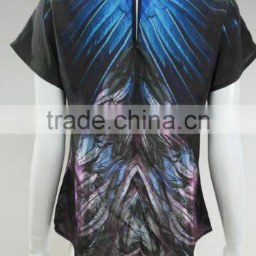 Ladies' Plume Printing Silk Habotai Pullover photo-3