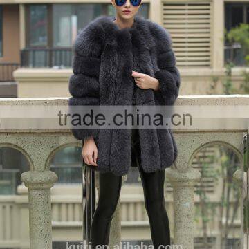 PC-255 European Style Top Selling Real Fox Fur Products Cheap Women Knee Length Winter Coat photo-4