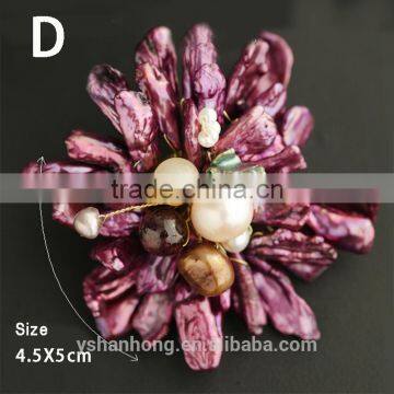 Handmade Multi Layer Organic Natural Freshwater Pearls Flower Brooch Wholesale photo-5