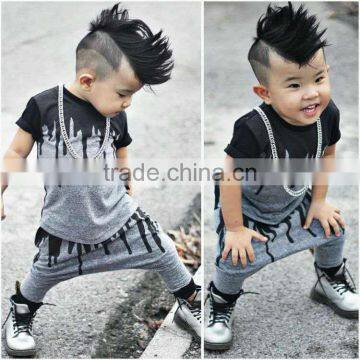 S17558A High quality kids boys clothing T-shirt+Pants children's sports sets