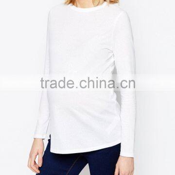 100% Cotton Long Sleeve Fashion Knitted Fabric o Neck Maternity Top Clothes
