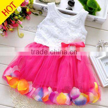 Hot sale 2016 summer style baby girl's mini princess frocks color flower design dresses