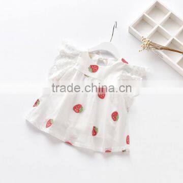 Wholesale Full Strawberry Printing t Shirt no Sleeve Children Tops Custom Pattern photo-5