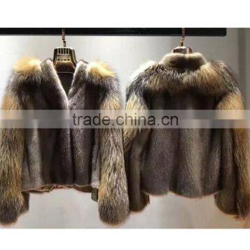 Autumn and winter new women fur coat short section raccoon sweater long sleeve round neck mink fur short section of real fur