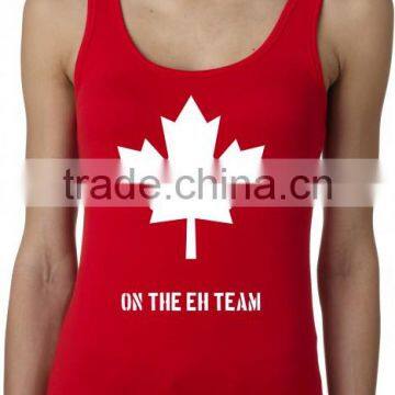 Casual Red Color Canada Tank Top for Women