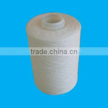 Core spun poly-poly for sewing thread raw white