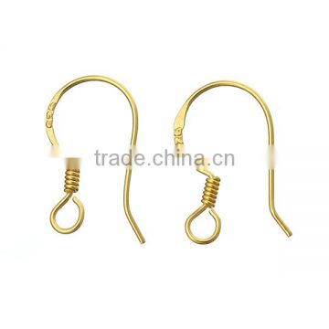 925 Sterling Silver Earring Hooks Gold Plated 17mm x 9mm