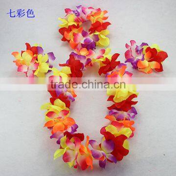 Colorful Hawaii Flower Garland Wreath Necklace Bracelet Headwear Sets photo-5