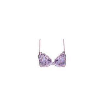 Exquisit Embroidery Lace Gel Padding Push Up Bra , Chic Bow Decoration