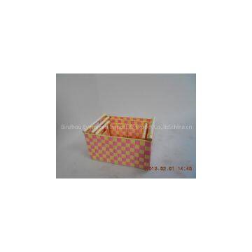 Hand woven PP  strap storage basket with handle