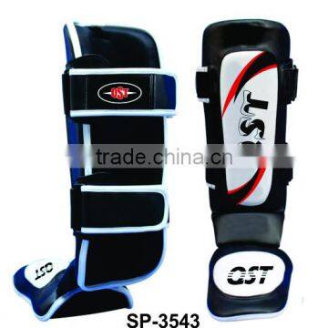 Leather Gel Shin Instep Pads MMA UFC Leg Foot Guards Muay Thai Boxing Kick W