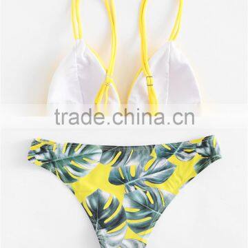 Women Beachwear Triangle Bikini Top Halter Padding Swimsuits photo-2