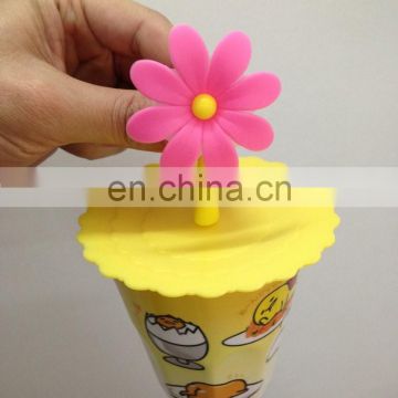 Customize Color Flower Anti Dust Silicone Glass Cup Lid Cover Coffee Mug Cap Airtight