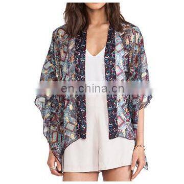 2014 Fashion bobe kimono ladies chiffon cardigan short style (NTF04125)