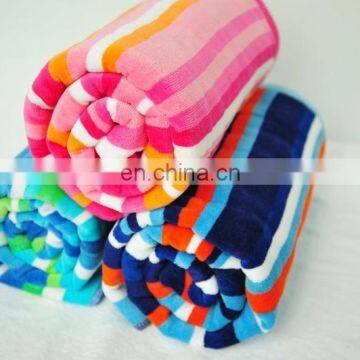 Stripe Style and 100% Cotton Material Custom Beach Towel
