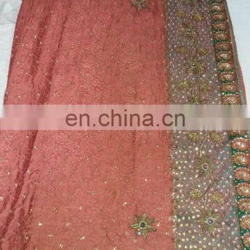 Ethnic Handmade Havey Stone Work Pure Jacquard Silk Sari