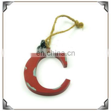 Die casting zinc alloy letter c with small bell Hanging ornaments