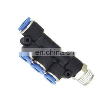 PKD series thread plastic 5 way quick connecting male branch triple