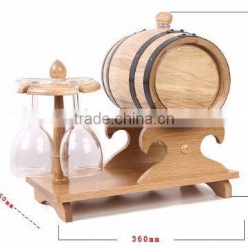 Custom Logo and Stained Color Wooden Wine Barrel With Glass photo-4