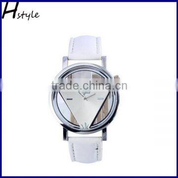 Wholesale Hollowed-Out Triangular Dial Leather Band Quartz Wrist Watch White WP021