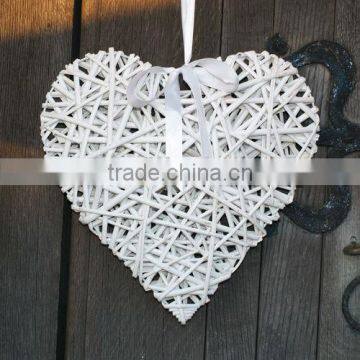 White Wicker Hearts Decorations