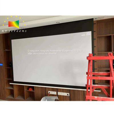 OEM/ODM In-Ceiling Recessed Electric Projector Screen Aluminum Casing Hidden In Ceiling Motorized Automatic Projector Screen photo-3