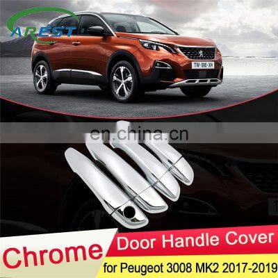 for Peugeot 3008 MK2 2017 2018 2019 Luxuriou Chrome Door Handle Cover Trim Car Catch Set Stickers Styling Accessories Exterior