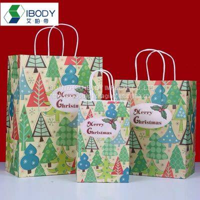 Recycled White Kraft Paper Santa Shopping Bag Gift Packaging Bag photo-2