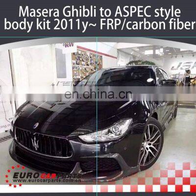 Masera Ghibli to ASPEC Style Body Kit 2011y~ FRP and Carbon Fiber Material Front Lip Side Skirts Diffuser Hood Trunk Spoiler