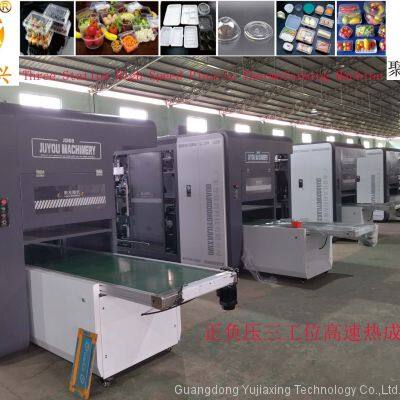 YJX-JY Three Station High Speed Tableware Tray Lunch Box Lid Making Thermoforming Machine