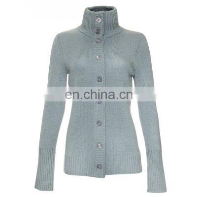 Turtleneck Knitting Lady Cashmere Merino Wool Fancy Thick Cardigan Coat