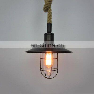 Vintage Hemp Rope Cable Pendant Light with Lamp Covers