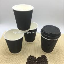 ripple wall paper cup black drink paper cups compostable china supplier