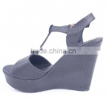 Latest Design China Cheap Women Shoes Summer Snake Print Wedge Buckle Sandals photo-5