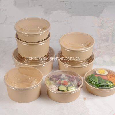 Disposable bowls with lid wholesale noodle soup bowl kraft food packaging disposable food containers