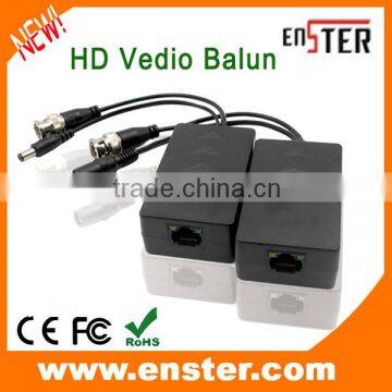 Enster UTP HD Passive transmitter+receiver, CAT 5/5E/6 Video Balun Connector Power Supply for CCTV Camera