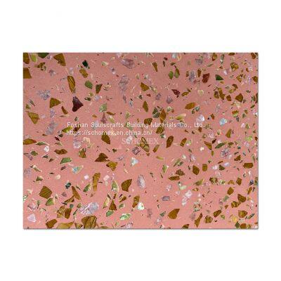 Soulscrafts White Marble Chips Concrete Black Big Slab Terrazzo Flooring photo-2