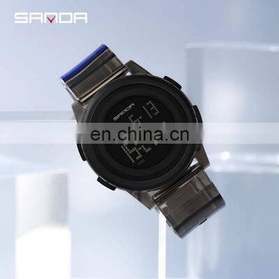 Sanda 2100 Cool Electronic Watches for Ladies Men LED Luminous Waterproof Functional Sport Digital Watch photo-3