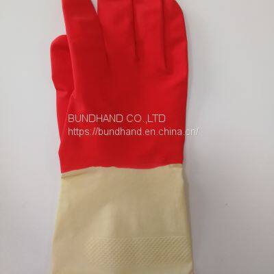 Red and White Bio Color Latex Household Gloves Unlined Cleaning Gloves Without Flocklined photo-4