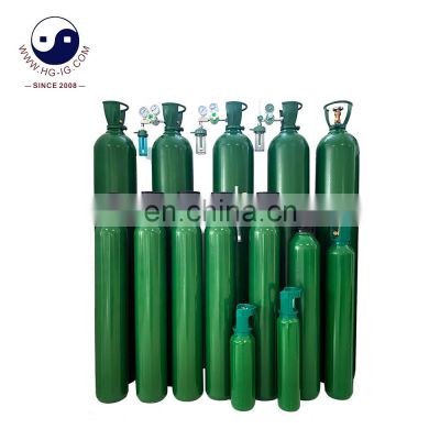 HG-IG ISO9809 wall thickness 5.2 mm 5.7mm 5.8mm 40L 50L 150bar 200bar medical  gas cylinder, oxygen cylinder with QF-2G1 valve