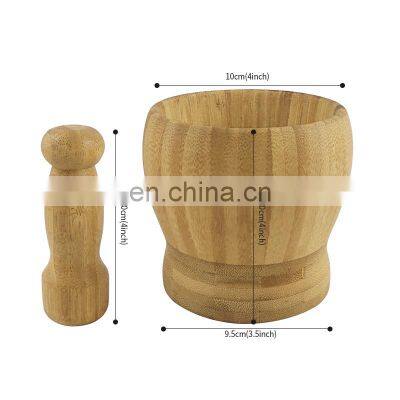 Bamboo Mortar and Pestle Garlic Press Ginger Crusher Spices Grinding Set Garlic Mincer Herb Spice Masher Grinder Chopper Kitchen photo-5