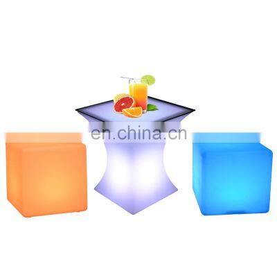 plastic pub furniture bar table led chairs cocktail table night club seating cadeira quadrada