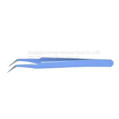 Professional precise eyelash grafting tweezers Planting eyelash clip Purple straight head elbow eyelash clip eyelash beauty tool elbow