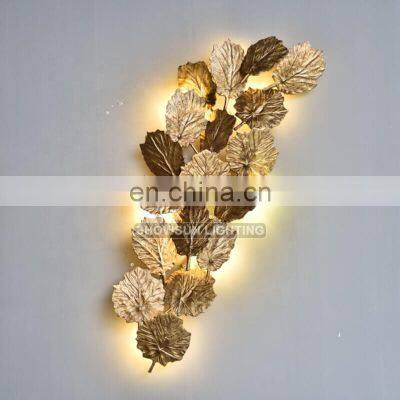 Indoor lighting tree leaf style wall sconce brass wall lamp