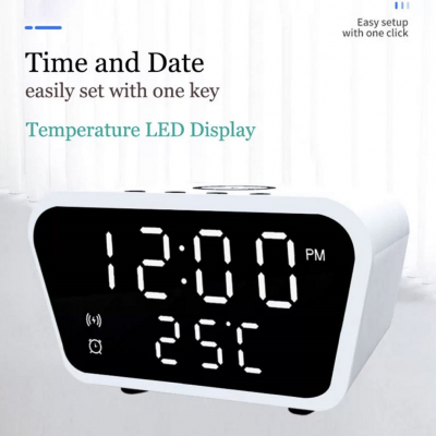 Universal Wireless Charger With Digital Clock Portable Chargers 15W Fast Wireless Charger Stand photo-4